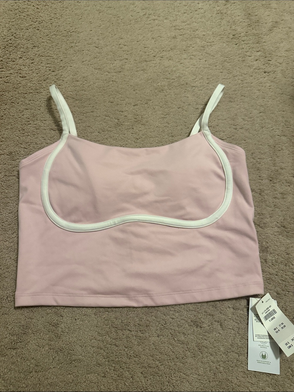 Hollister Light Pink Cropped Cami with White Trim